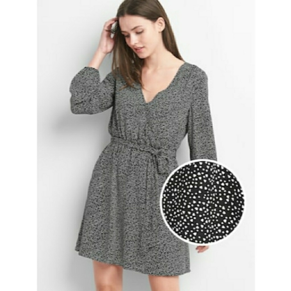 NEW: GAP Patterned Wrap Dress w/ Long Sleeves